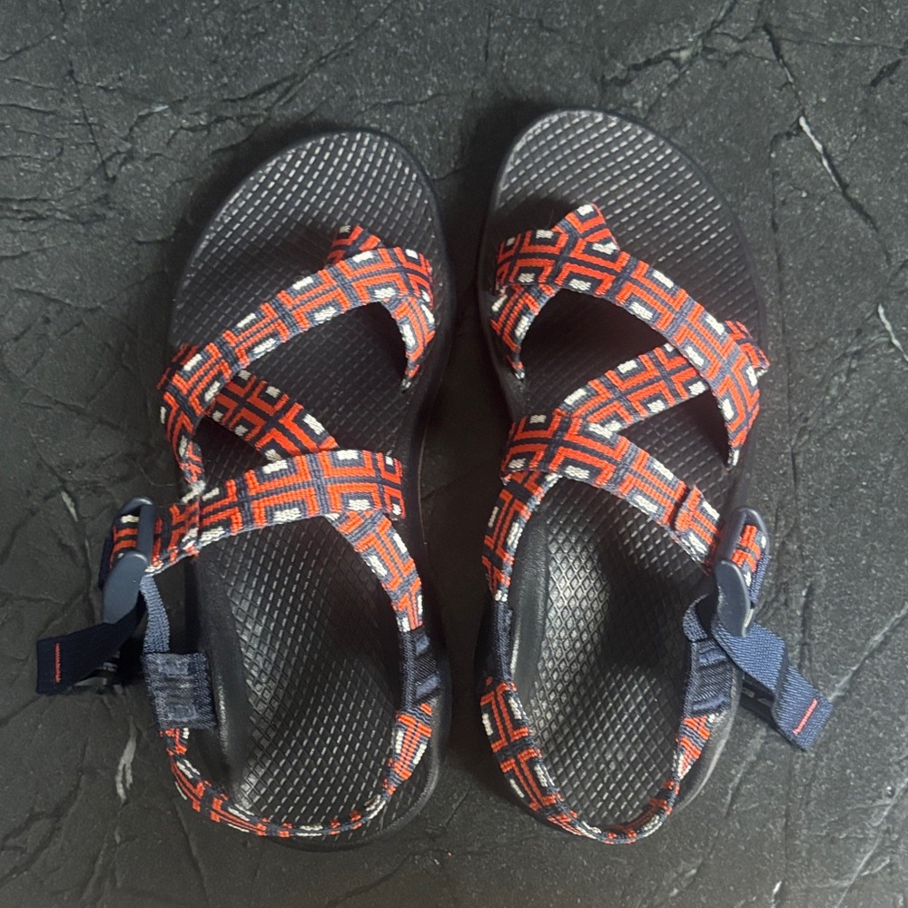 Chaco Red and Black Sandals with Tan Soles